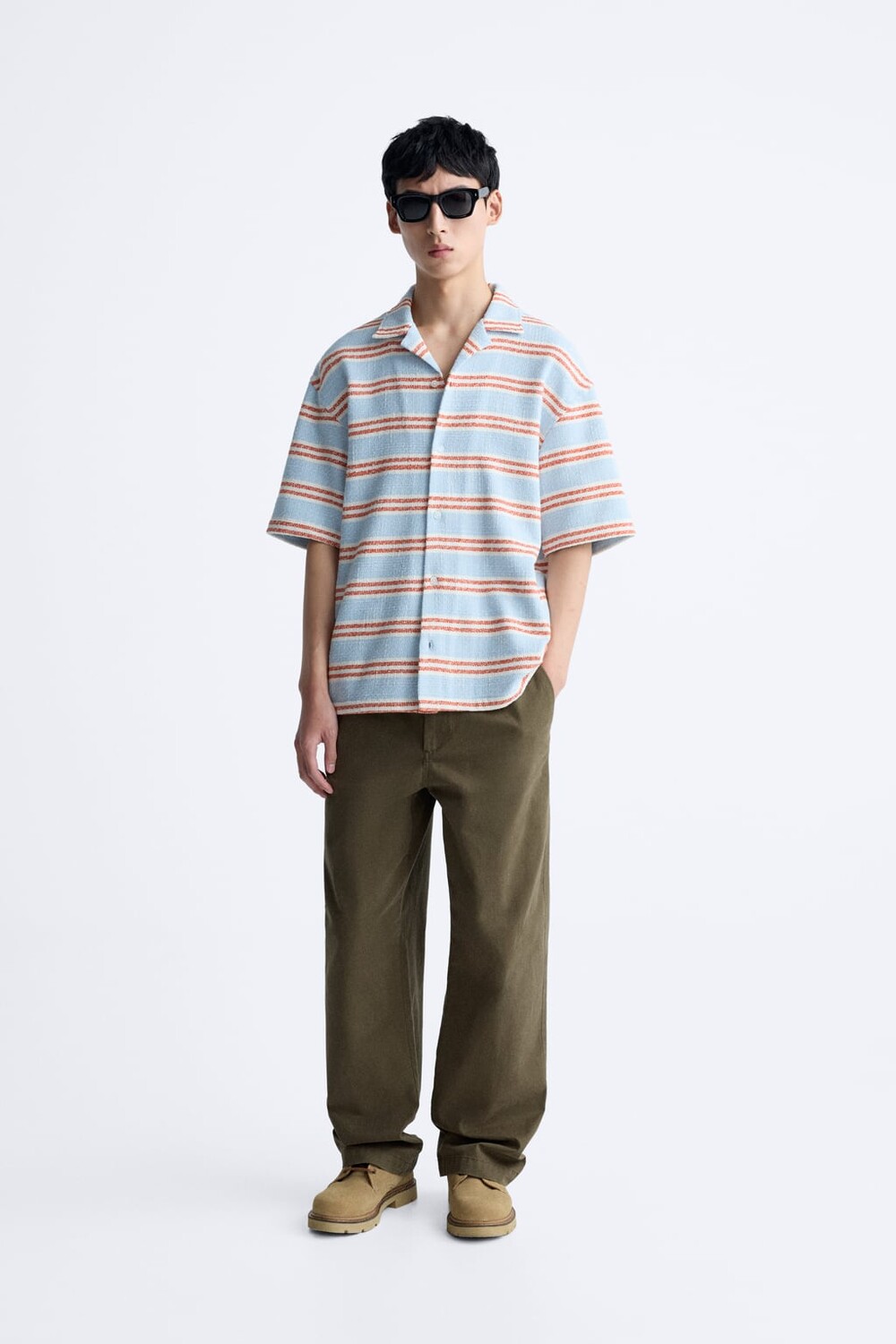 

Полосатая фактурная рубашка ZARA, синий