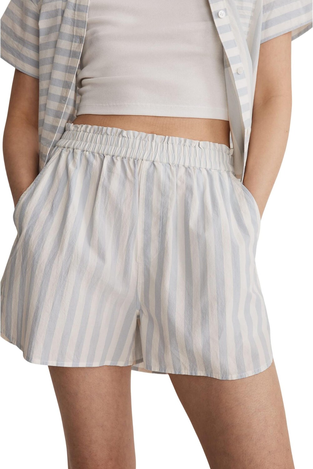 

Шорты без застежки из фирменного полосатого поплина Madewell, цвет Weathered Sky