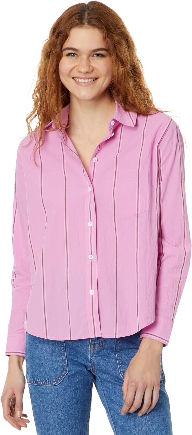 

Свободная рубашка для мальчика из поплина Signature в полоску Madewell, цвет Light Petunia