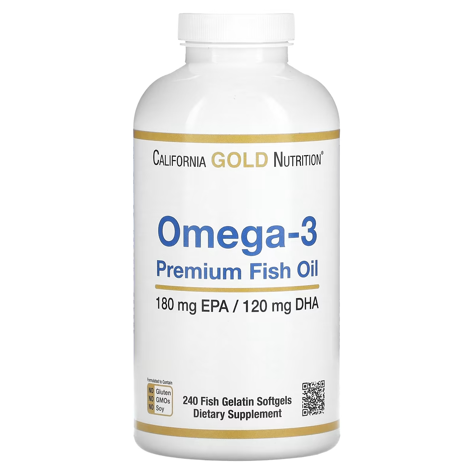 Омега-3 Премиального Качества California Gold Nutrition, 240 капсул california gold nutrition масло криля премиального качества с superba2 1000 мг 60 капсул из рыбьего желатина