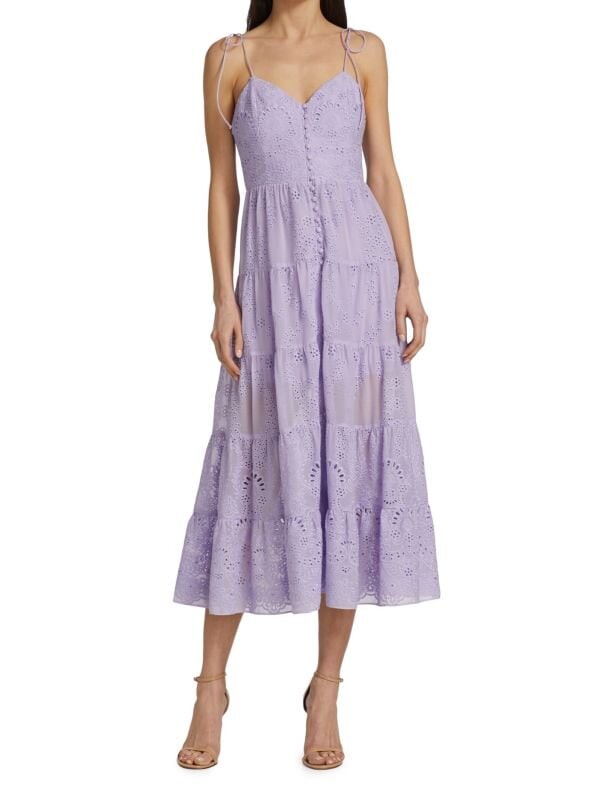 

Кружевное платье миди с люверсами shanti Alice + Olivia Lavender