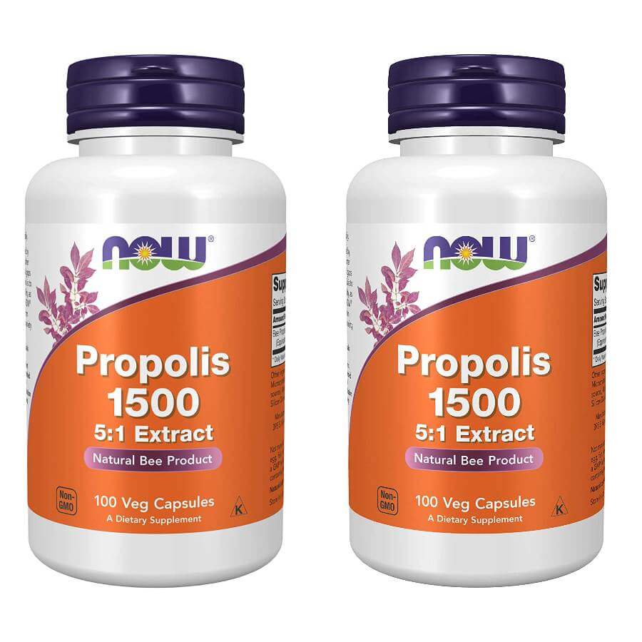 Прополис Now Foods Propolis 1500 мг, 2 упаковки, 100 капсул