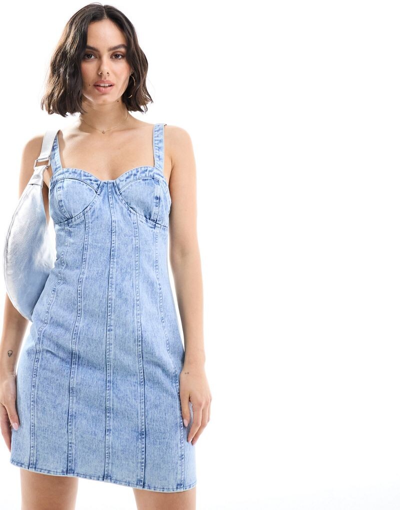 

Голубое джинсовое платье мини со швами Miss Selfridge