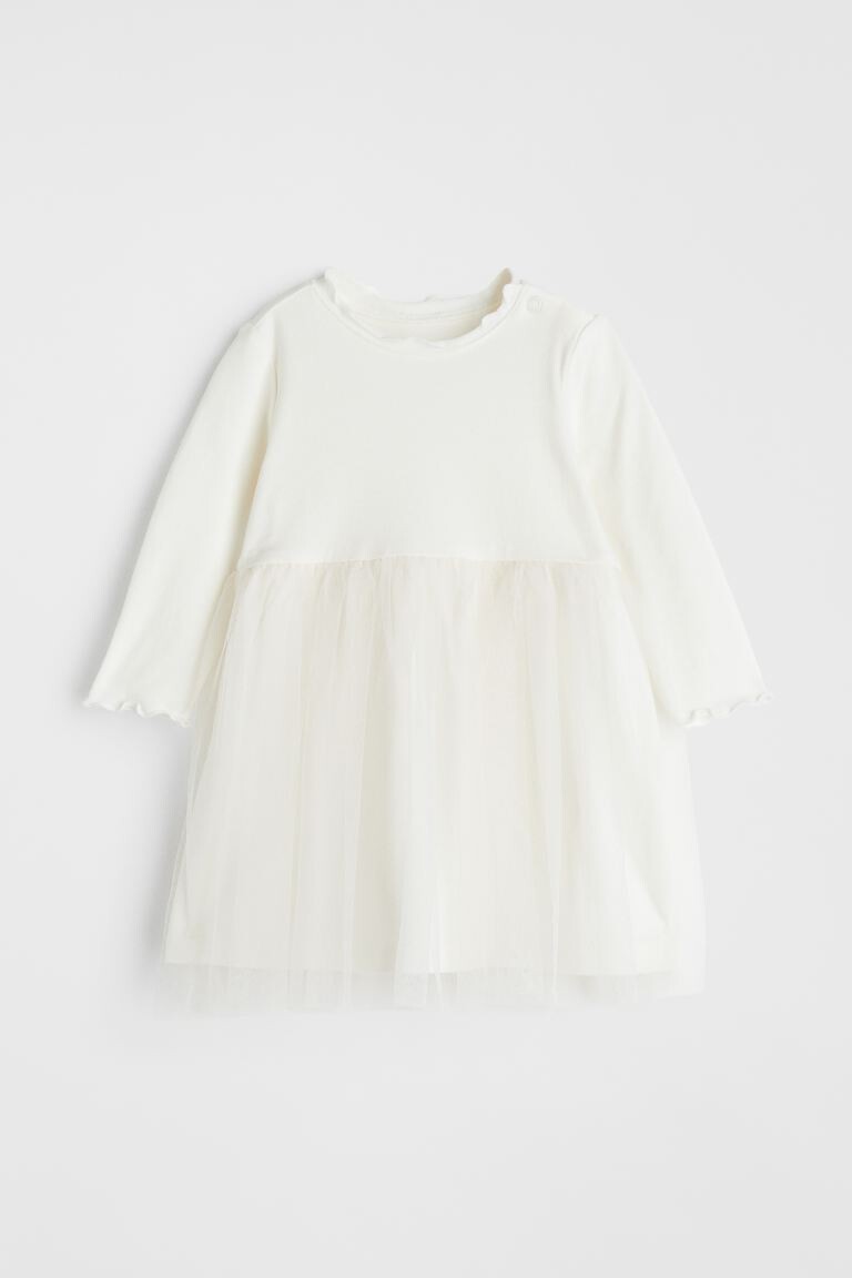 

Платье из джерси с тюлем H&M, белый