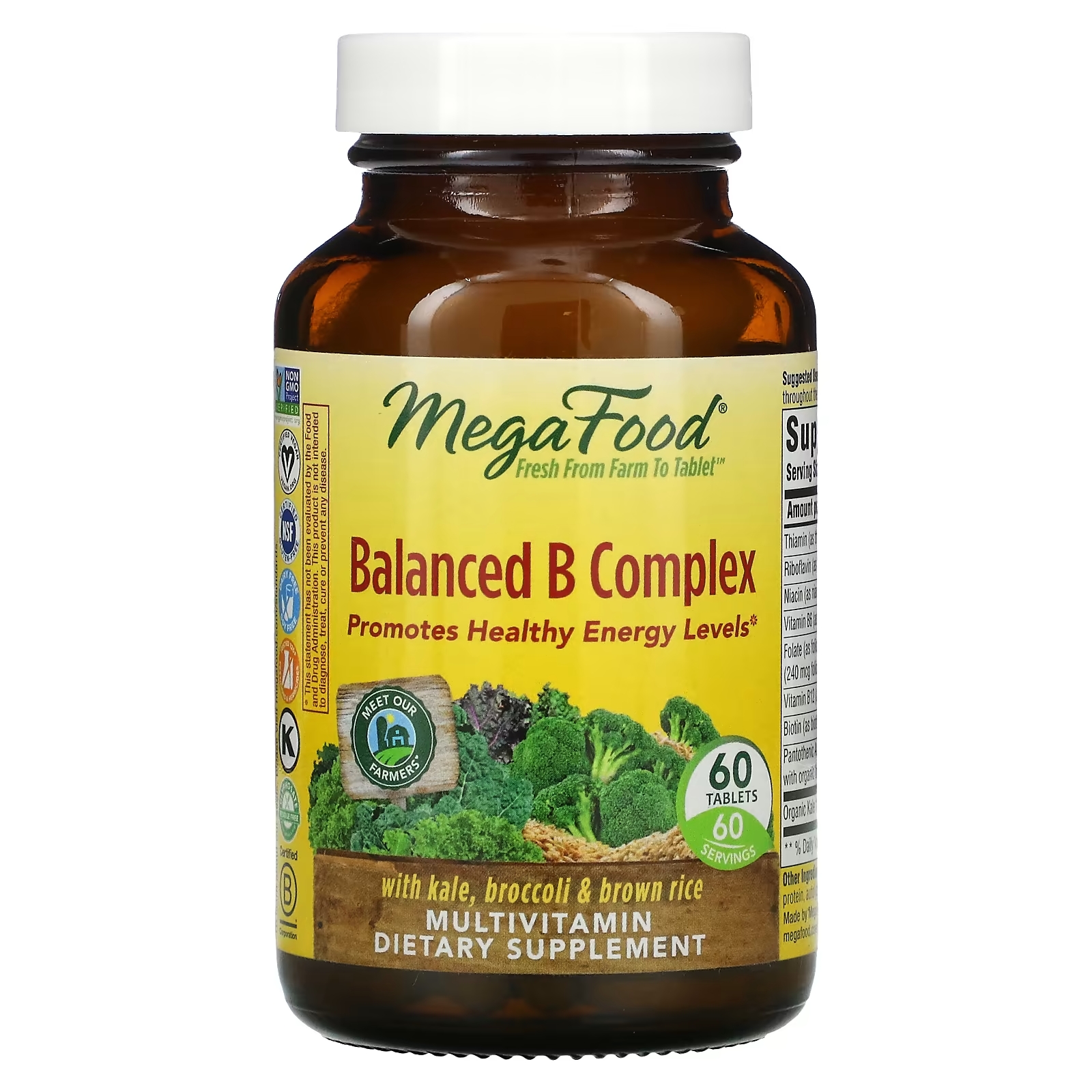 Сбалансированный Комплекс Витаминов Группы В MegaFood, 60 таблеток sundown naturals комплекс витаминов группы в 100 таблеток