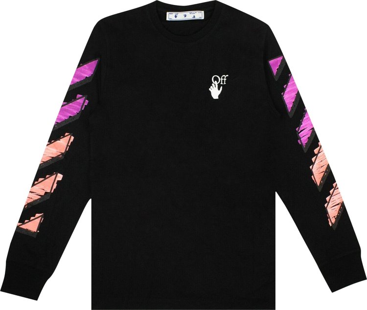 Футболка Off-White Marker Long-Sleeve Tee 'Black/Fuchsia', черный - фото