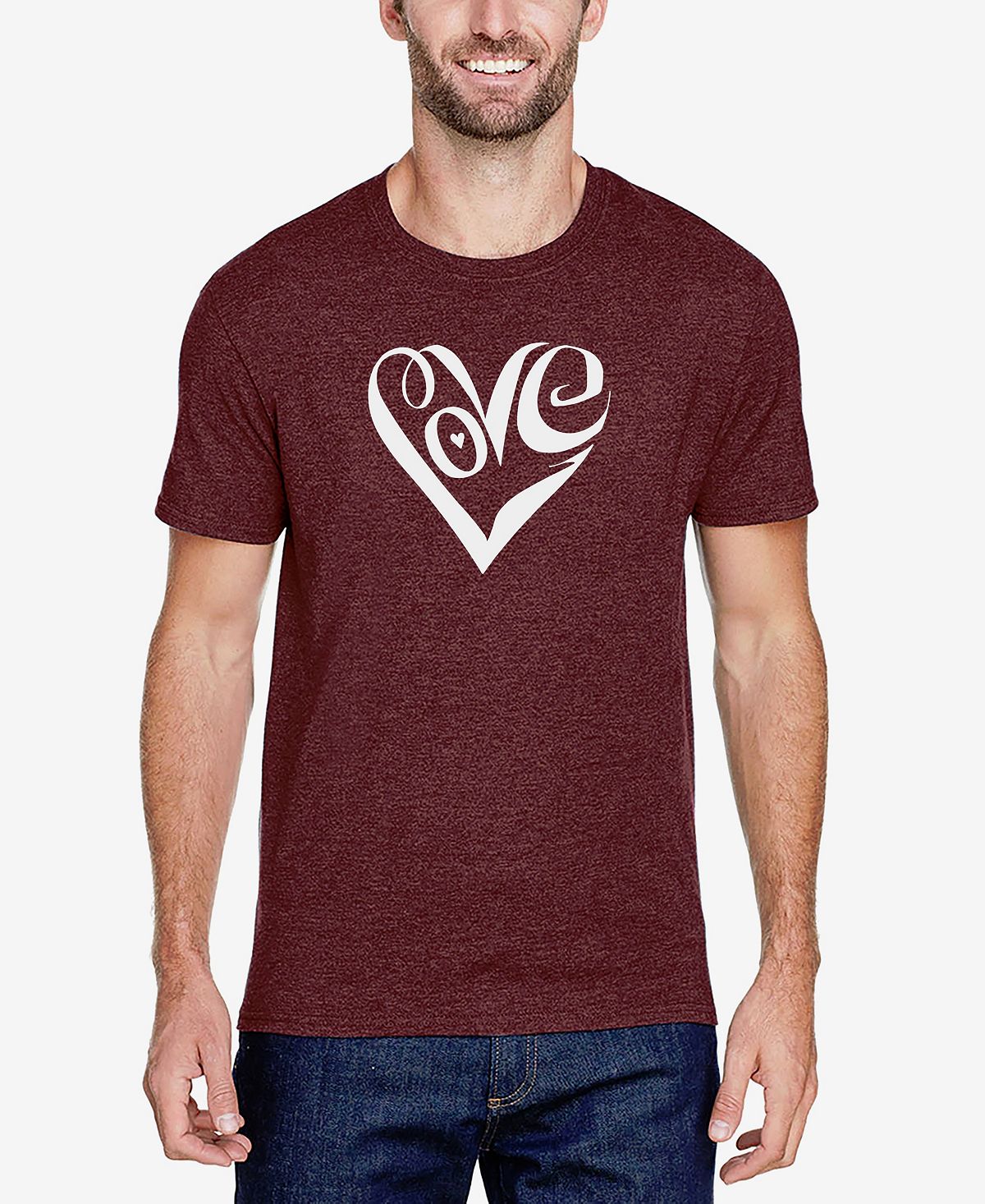 Мужская футболка premium blend word art script love heart LA Pop Art