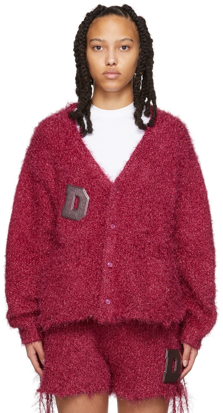 

Розовый кардиган с металлическими буквами Doublet