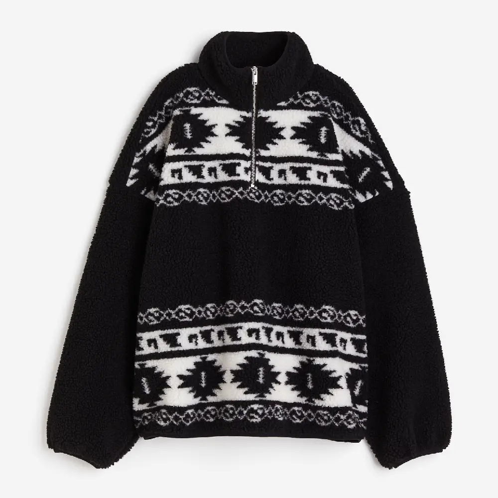 

Толстовка H&M Half-zip Teddy, черный