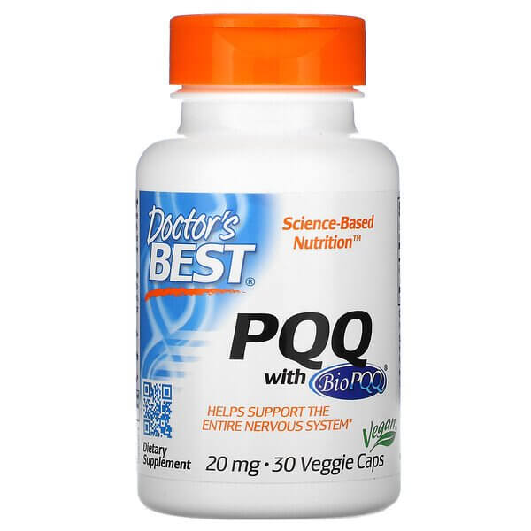 PQQ с BioPQQ, Doctor's Best, 20 мг, 30 растительных капсул doctor s best pqq с biopqq 20 мг 30 вегетарианских капсул