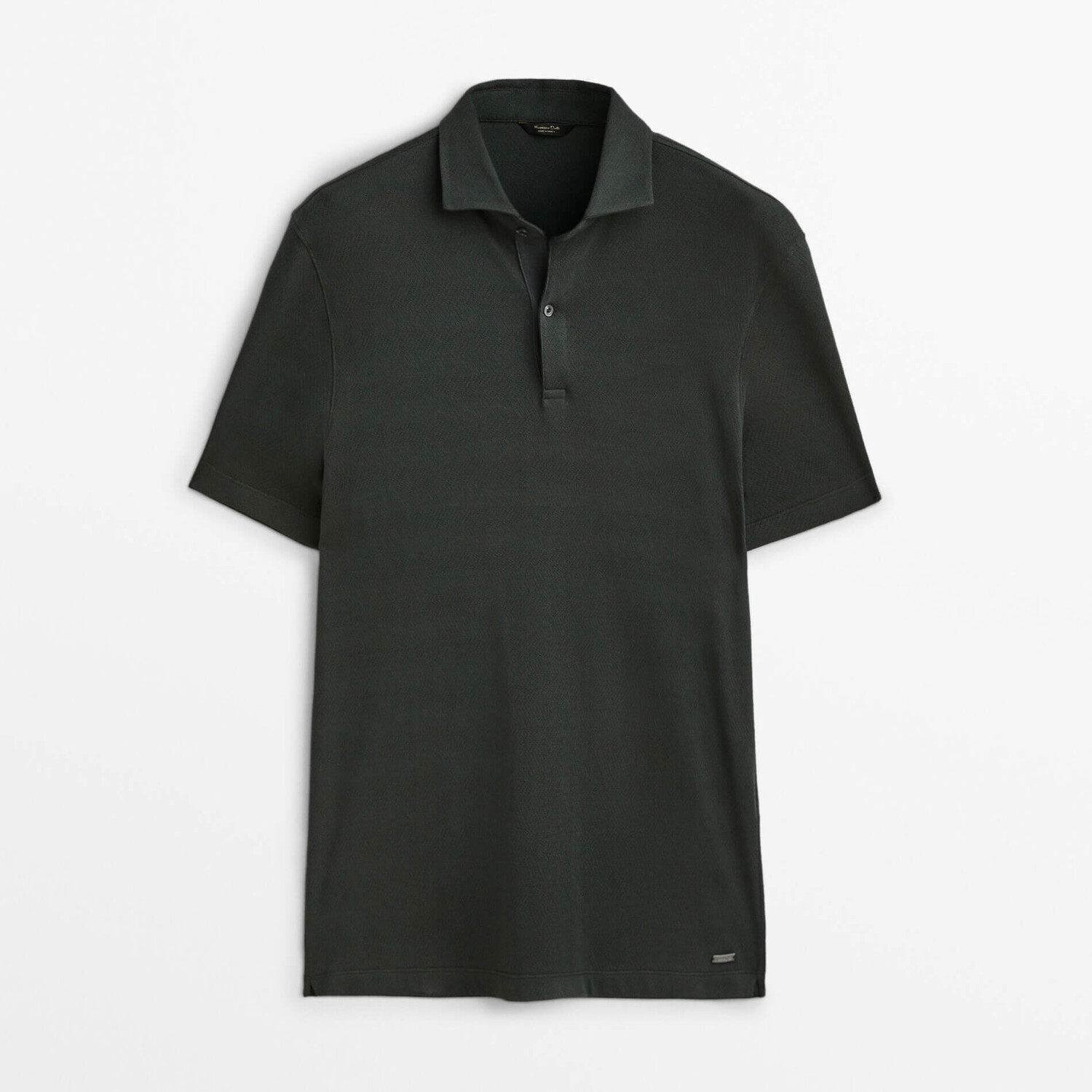 

Свитер-поло Massimo Dutti Herringbone Short Sleeve, темно-зеленый