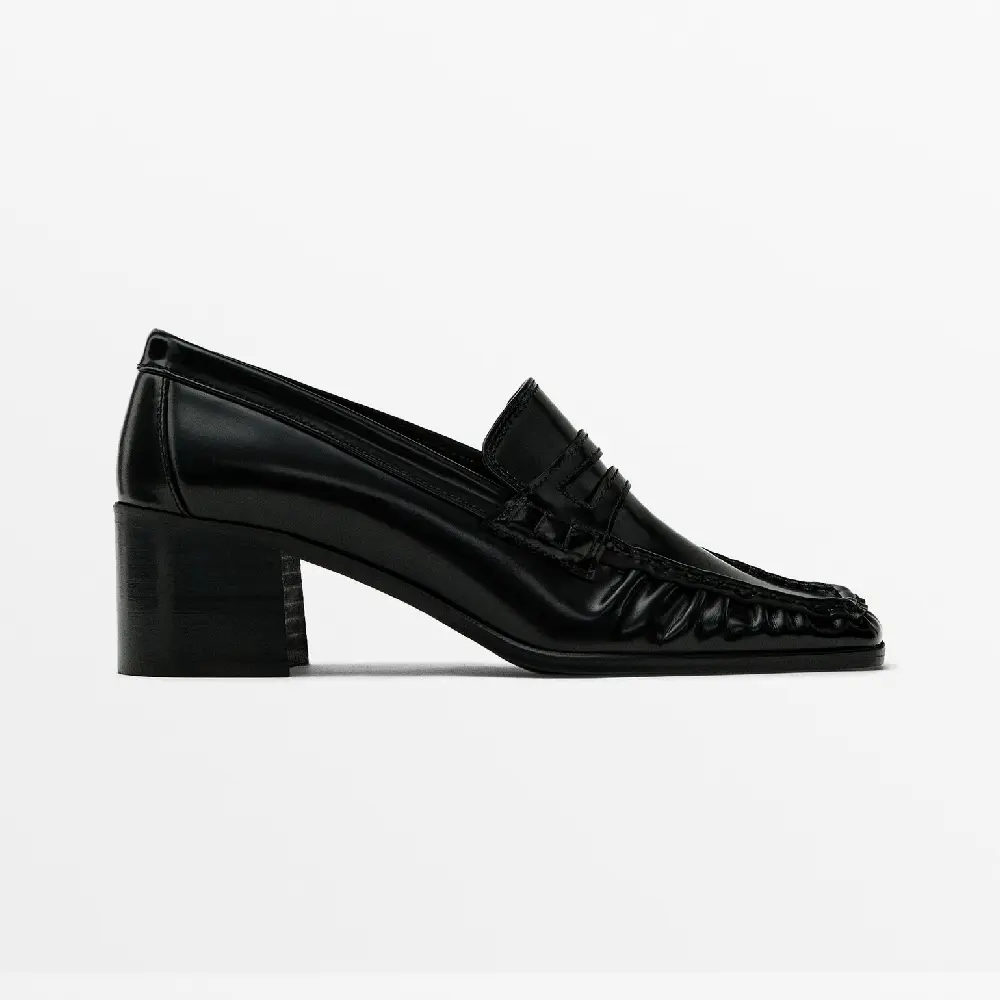 

Лоферы Massimo Dutti Square-toe Heeled, черный