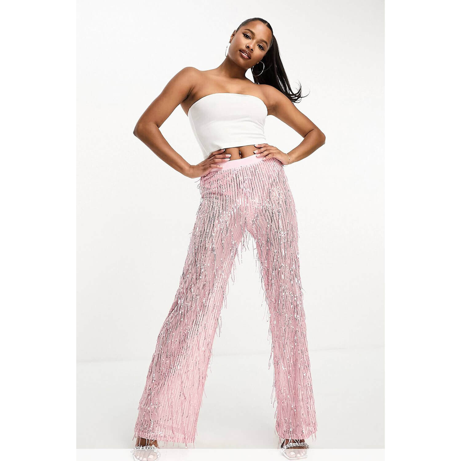 

Брюки Jaded Rose Petite Sequin Fringe, розовый