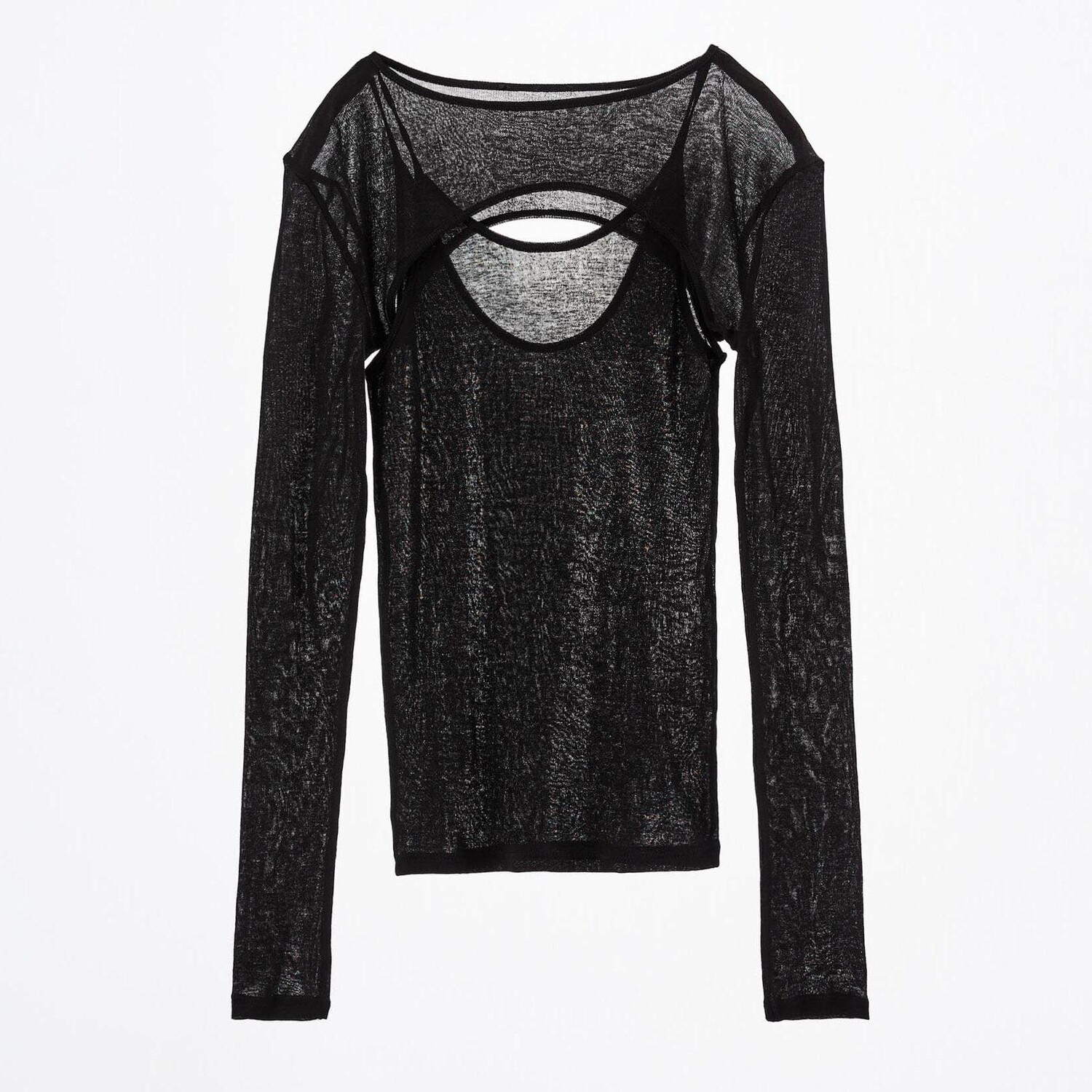 

Лонгслив Zara Layered With Arm Warmers, черный
