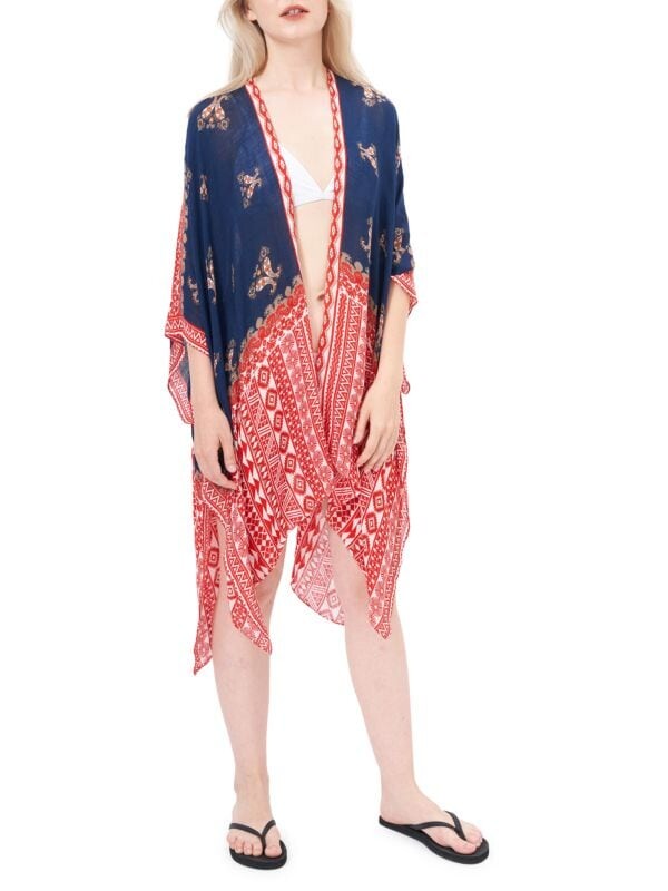 

Накидка - Кимоно Шифоновое Save The Ocean Folk Paisley, navy, Красный