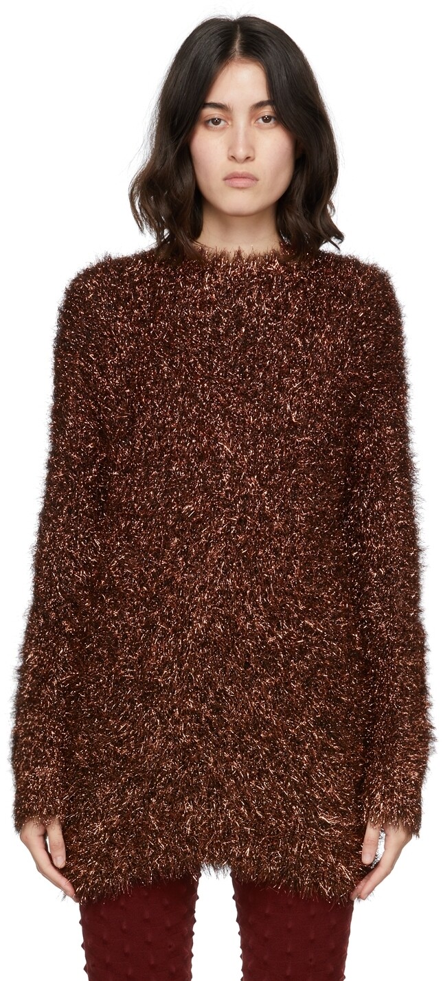 

Вязаный переливающийся свитер с круглым вырезом Tinsel Stella McCartney, Коричневый, Вязаный переливающийся свитер с круглым вырезом Tinsel Stella McCartney