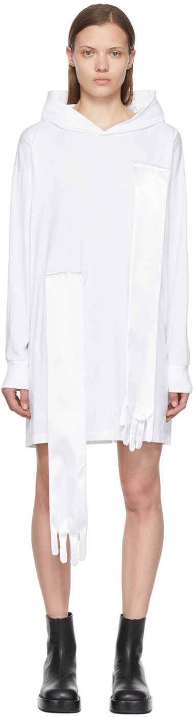 

Белая хлопковая толстовка с капюшоном MM6 Maison Margiela