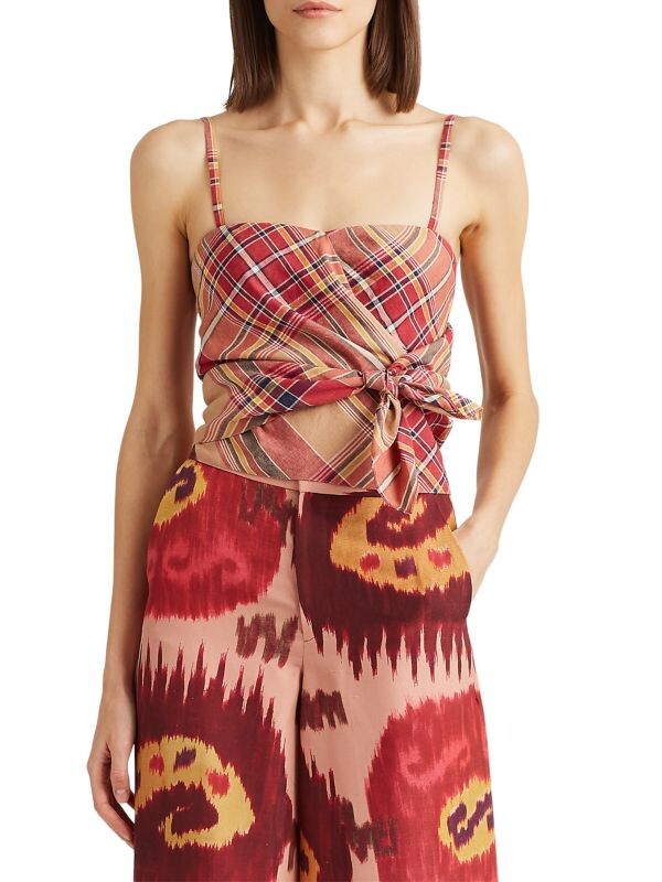 

Топ Ralph Lauren Collection Madras с узлом, coral