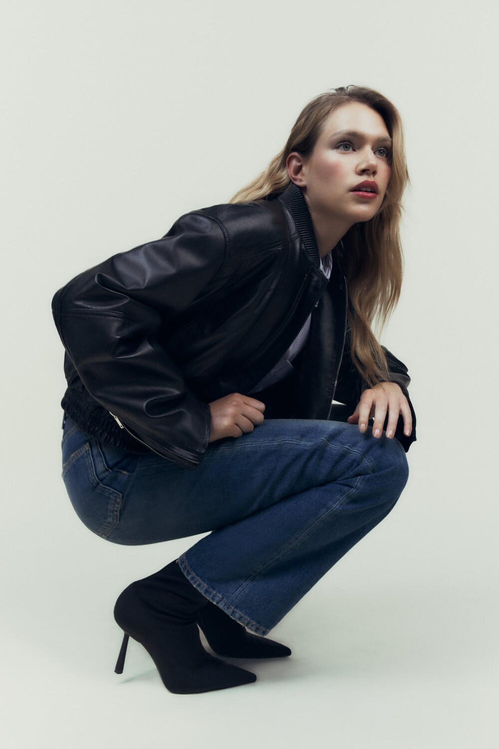 

Ботильоны из нейлона на каблуке ZARA, черный