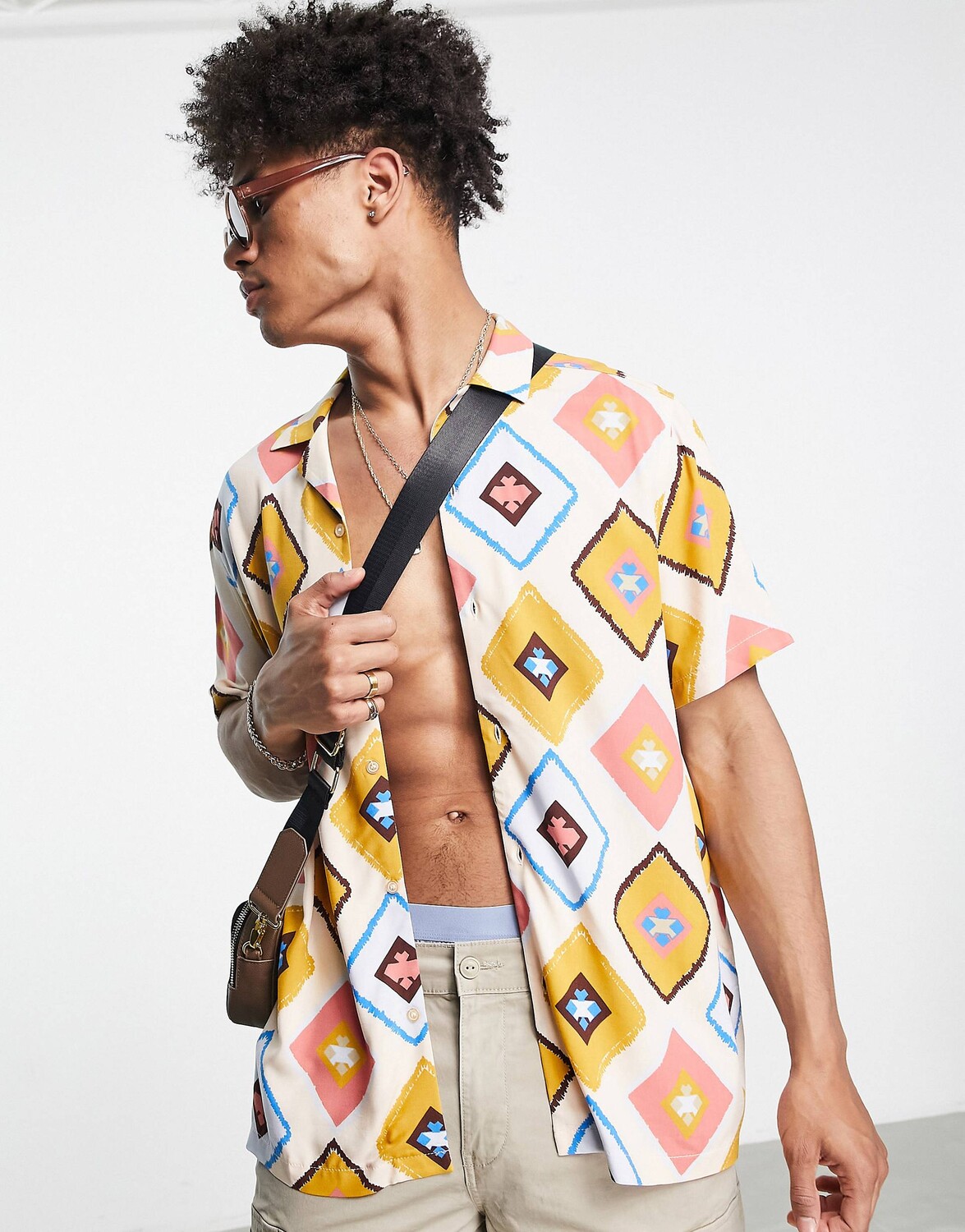 

Свободная рубашка с ромбовидным принтом ASOS DESIGN