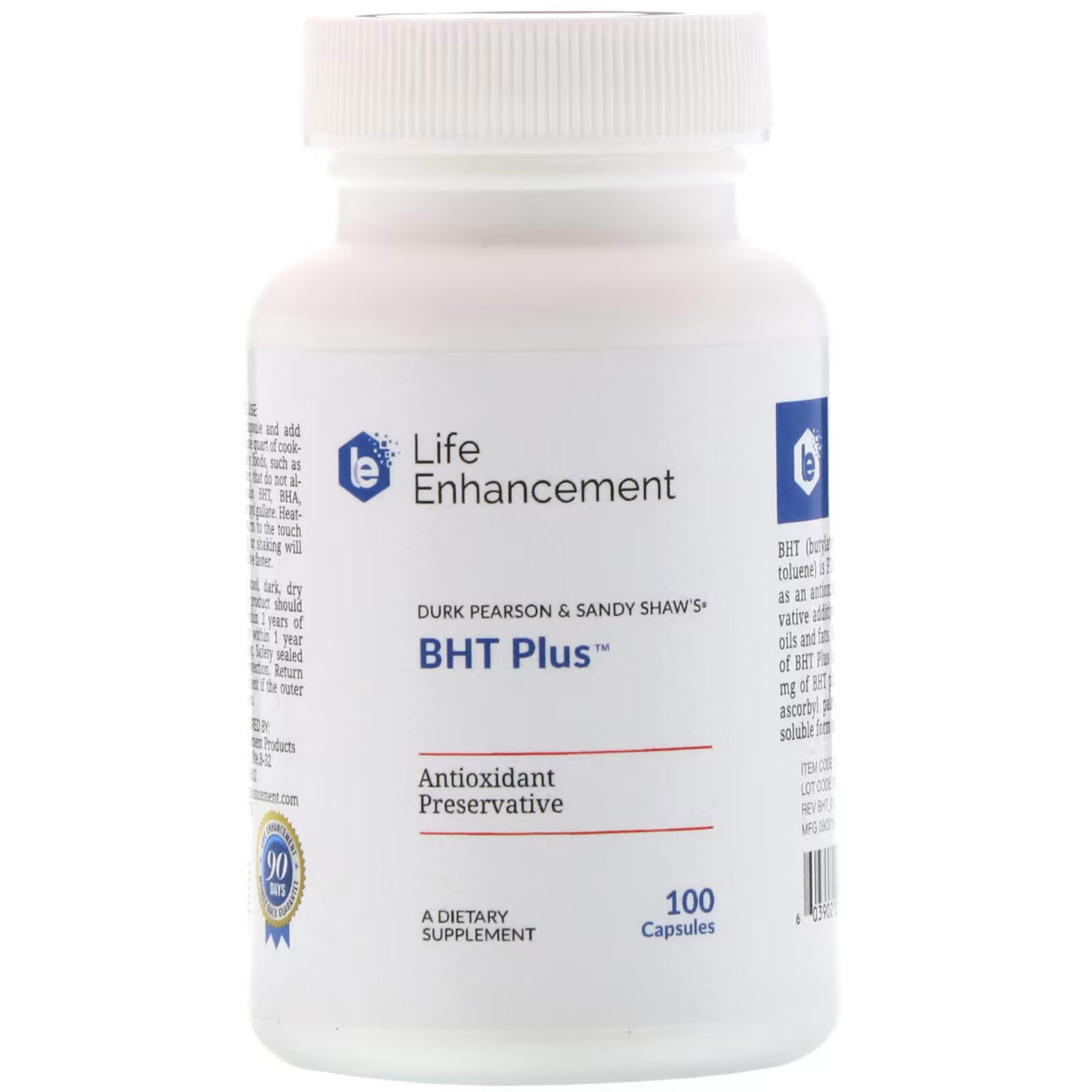 Life Enhancement, Durk Pearson & Sandy Shaw's BHT Plus, добавка с бутилгидрокситолуолом, 100 капсул life enhancement durk pearson