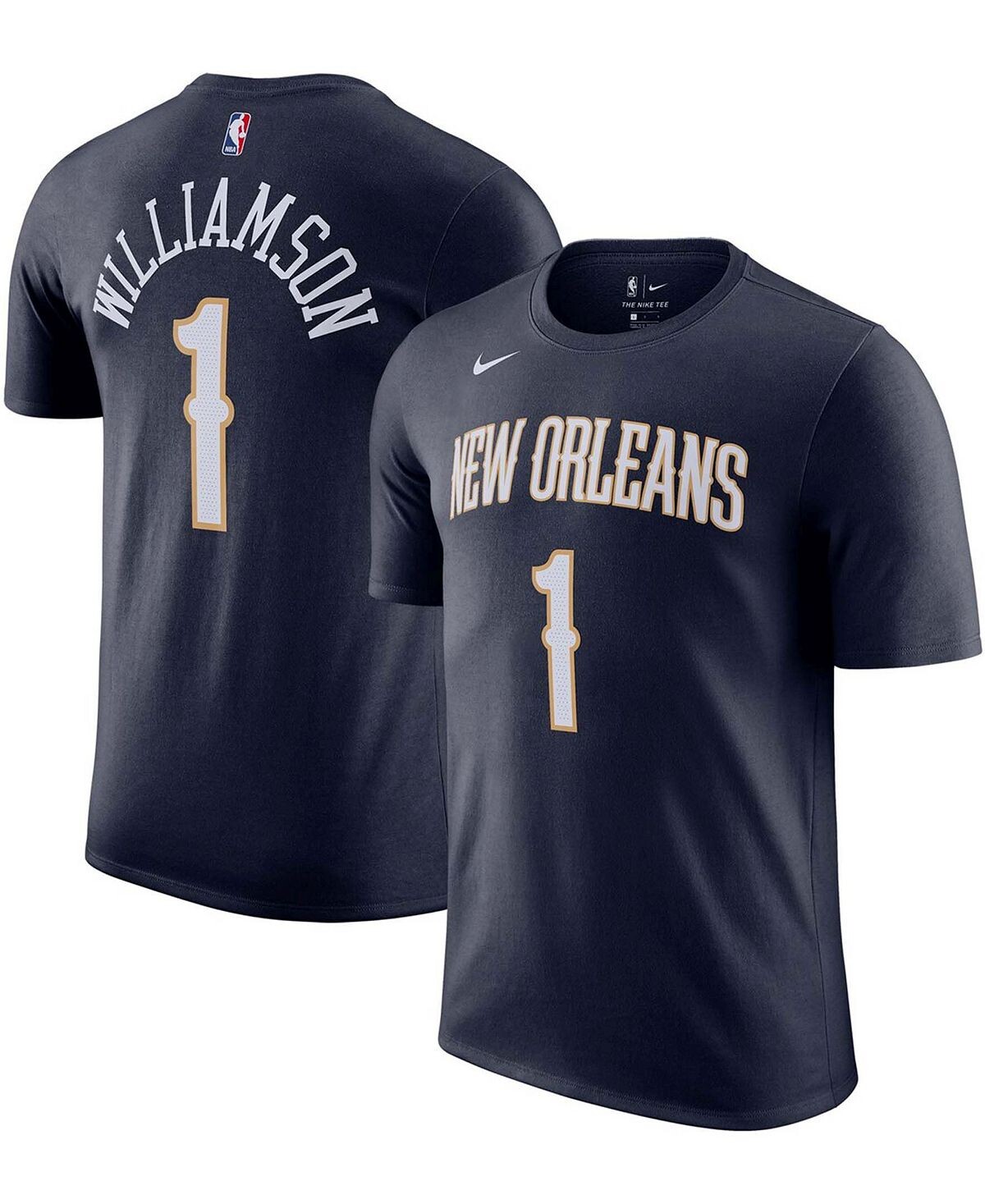 

Мужская футболка zion williamson navy new orleans pelicans с именем и номером Nike, синий