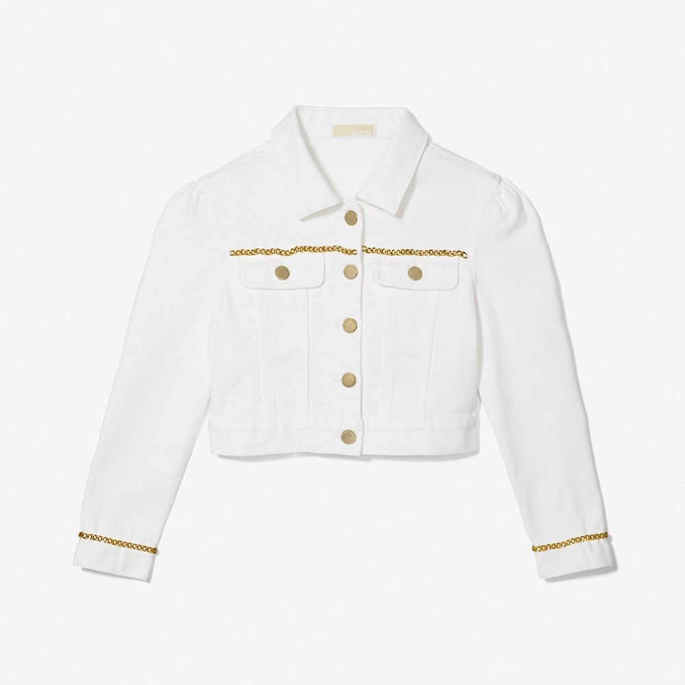 

Джинсовая куртка Michael Kors Kids Chain Embellished, белый/золотой