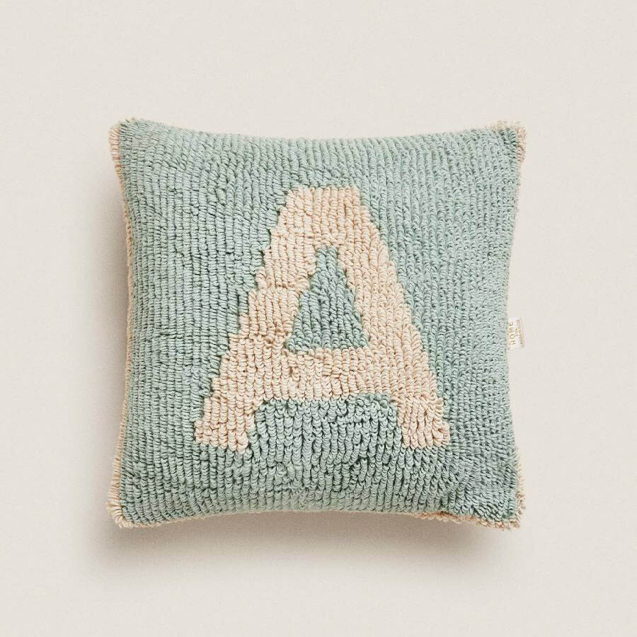 

Декоративная подушка Zara Home Embroidered Letter A, мультиколор