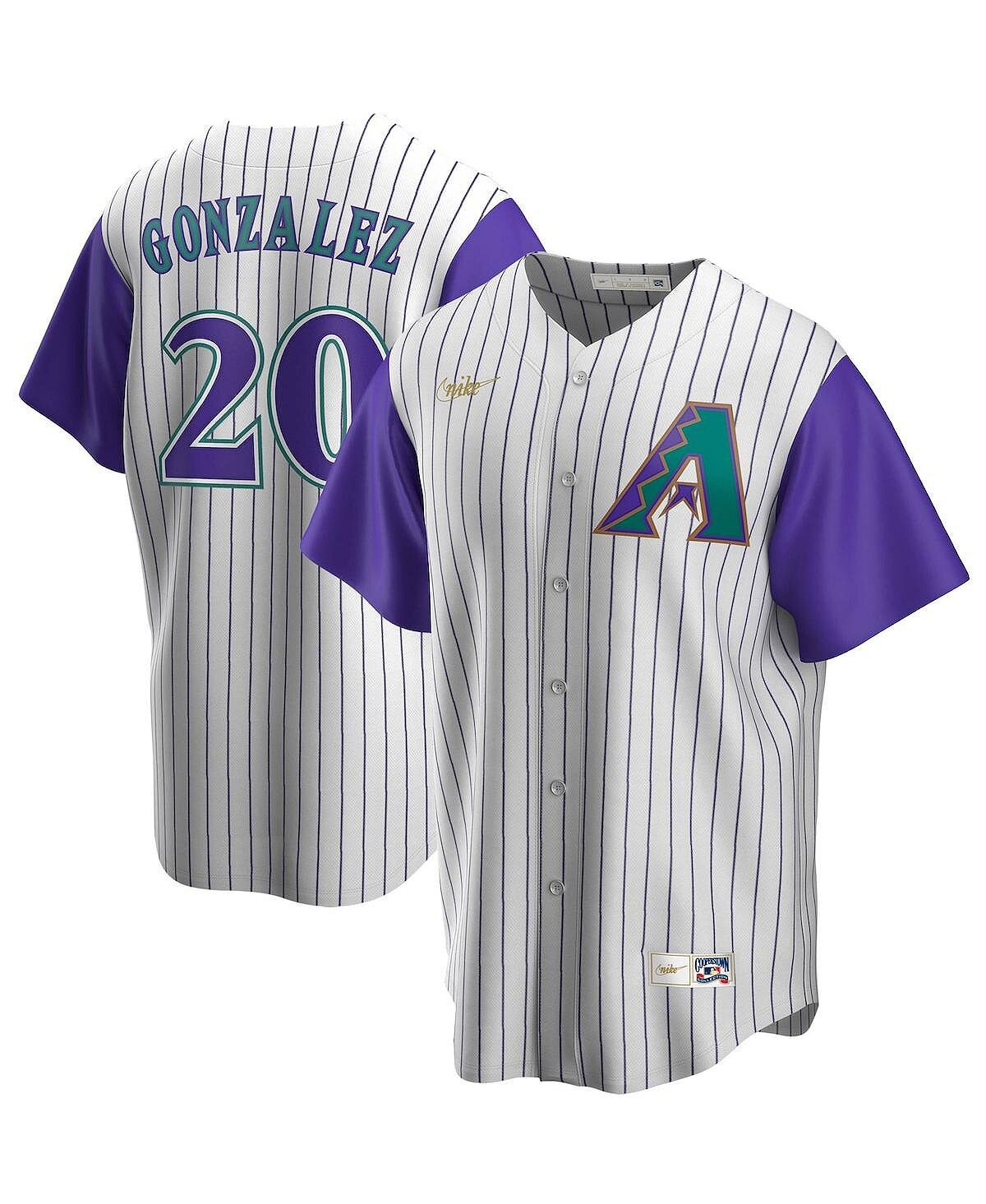 

Мужская футболка luis gonzalez cream, purple arizona diamondbacks alternate cooperstown collection player jersey Nike, мульти