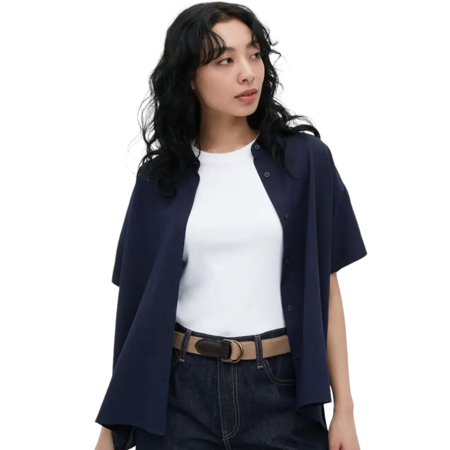 

Блуза Uniqlo Rayon Short Sleeve, синий