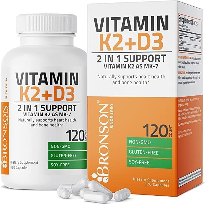 

Витамины K2+D3 Bronson Vitamins, 120 капсул