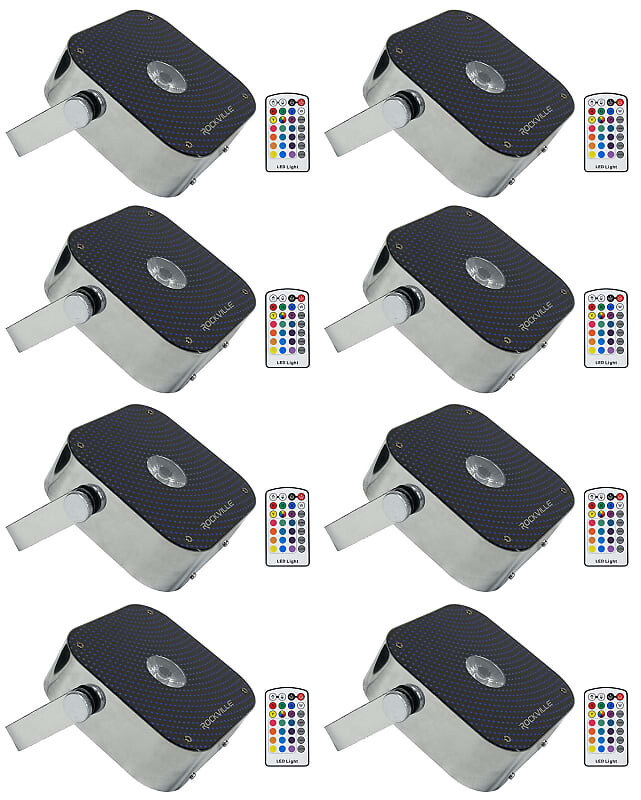 

Комплект 8 Rockville MINI RF1 RGBWA + UV DJ/Party LED Wash Lights сталь + RF Remotes 8 MINI RF1