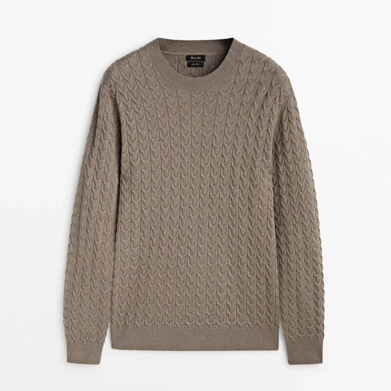 

Свитер Massimo Dutti Cable Knit, коричневый