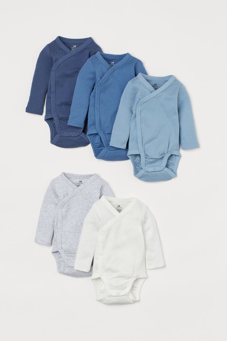 

5 боди с запахом H&M, светло-голубой/синий