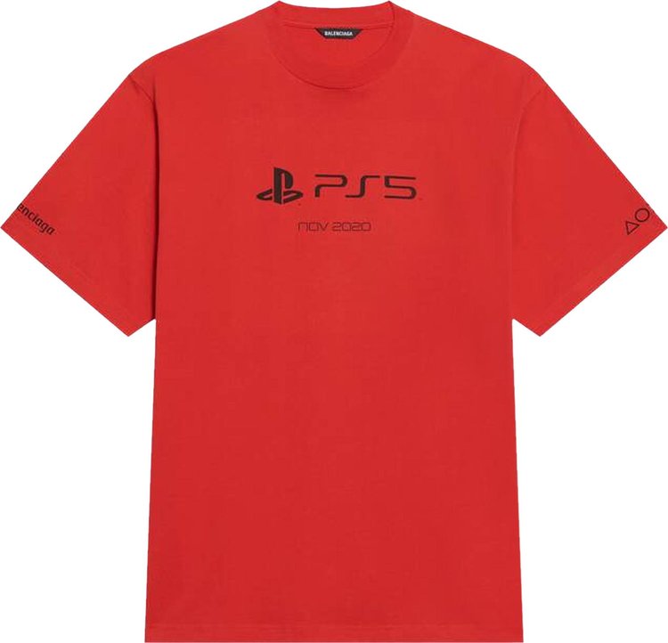 Футболка Balenciaga Playstation Boxy Tee 'Vermillon/Black', красный - фото