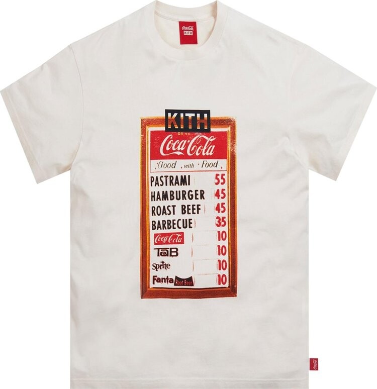 

Футболка Kith x Coca-Cola Menu Vintage Tee 'Ivory', кремовый, Бежевый