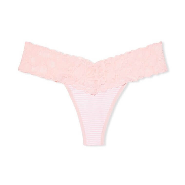 

Трусики-стринги Victoria's Secret Lace Waist Cotton, светло-розовый