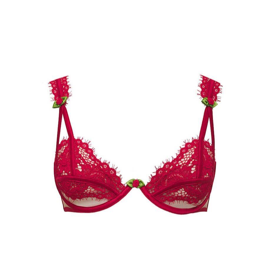 

Кружевной бюстгальтер на косточках For Love & Lemons Rose Scalloped, красный
