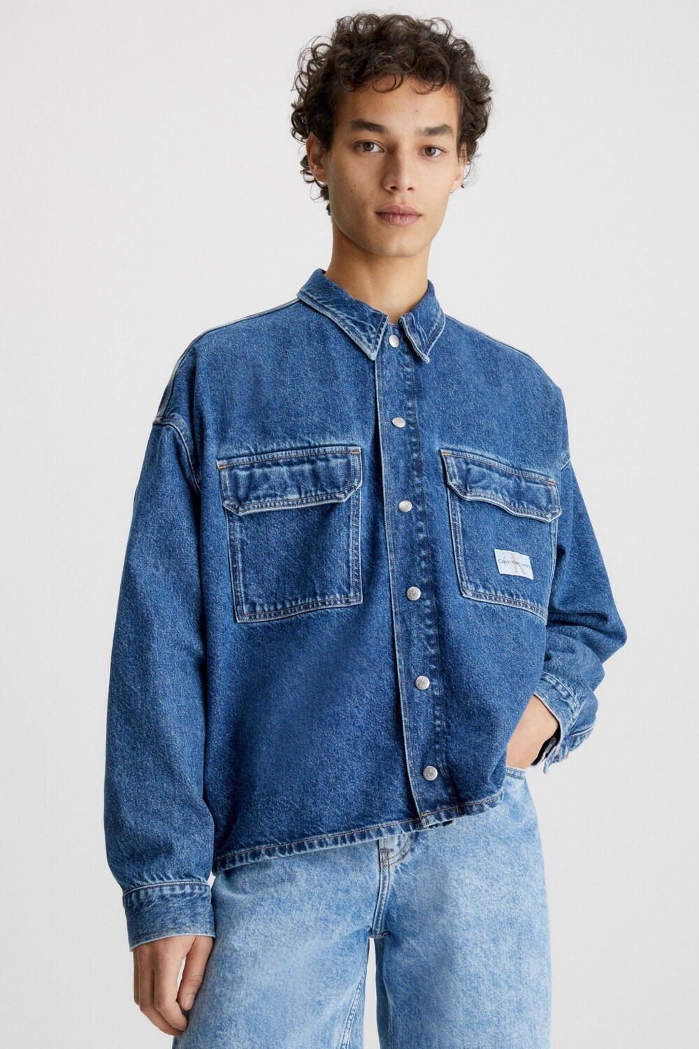 

Синяя рубашка свободного кроя Calvin Klein Jeans, синий