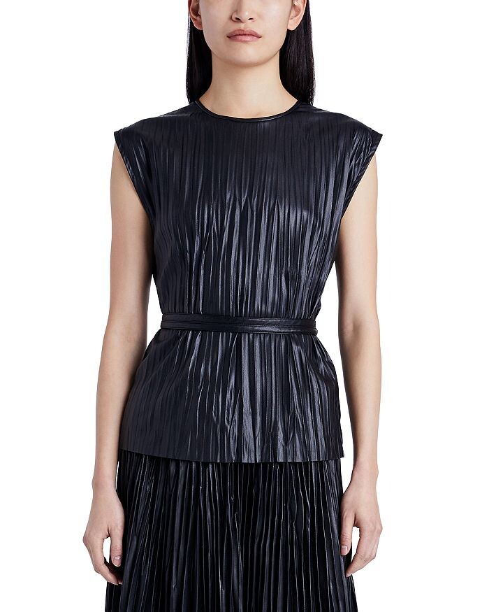 

Топ из жатой искусственной кожи Proenza Schouler White Label Lyra, черный