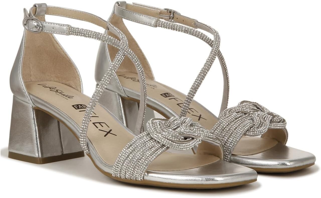 

Сандалии LifeStride Captivate Strappy Block Heel Dress Sandals, серебряный