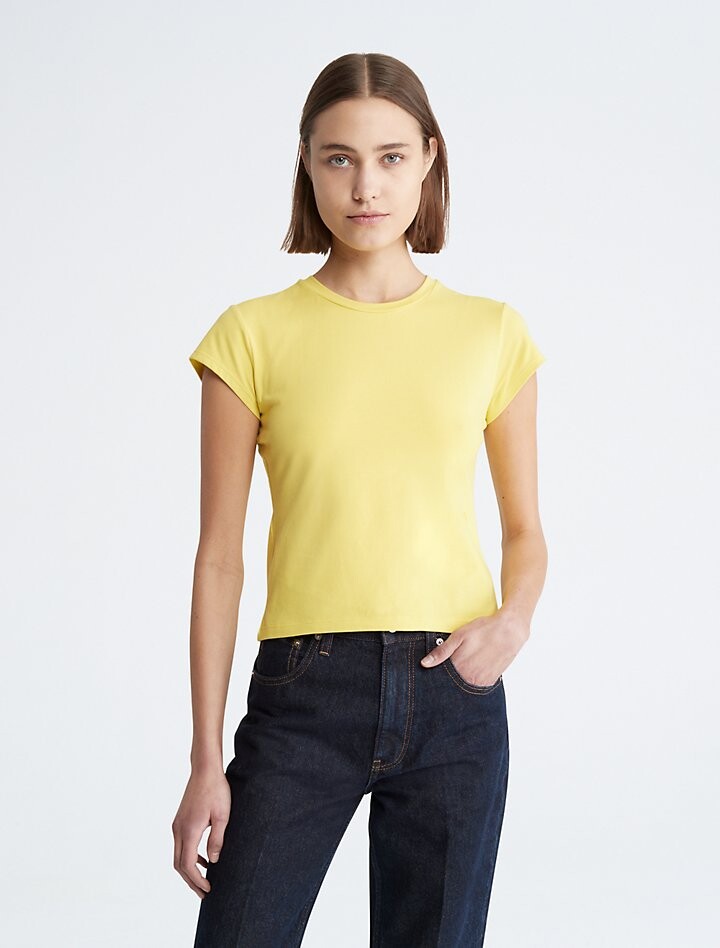 

Футболка из гладкого хлопка стрейч Calvin Klein, зеленый