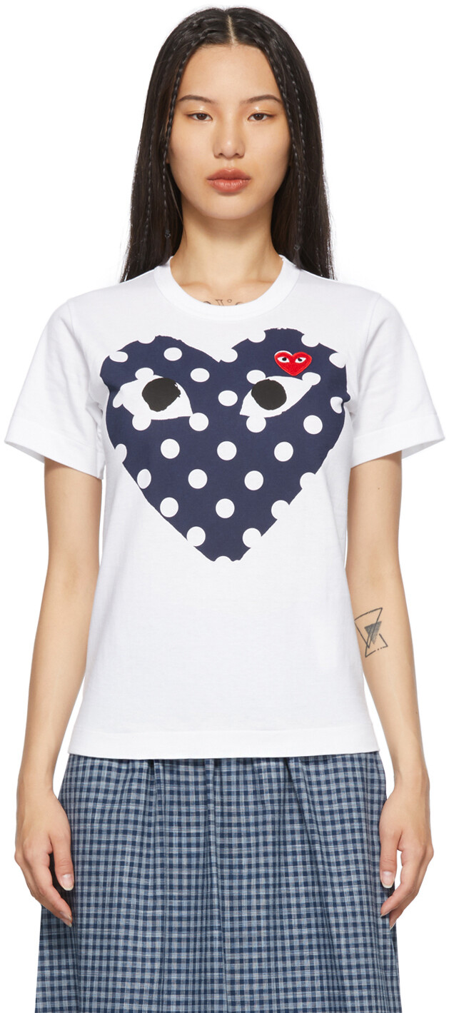 

Белая футболка с сердечками в горошек Comme des Garçons Play