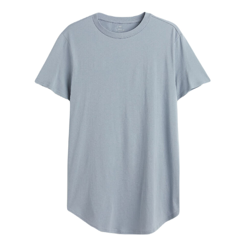 

Футболка H&M Long Fit, сине-серый