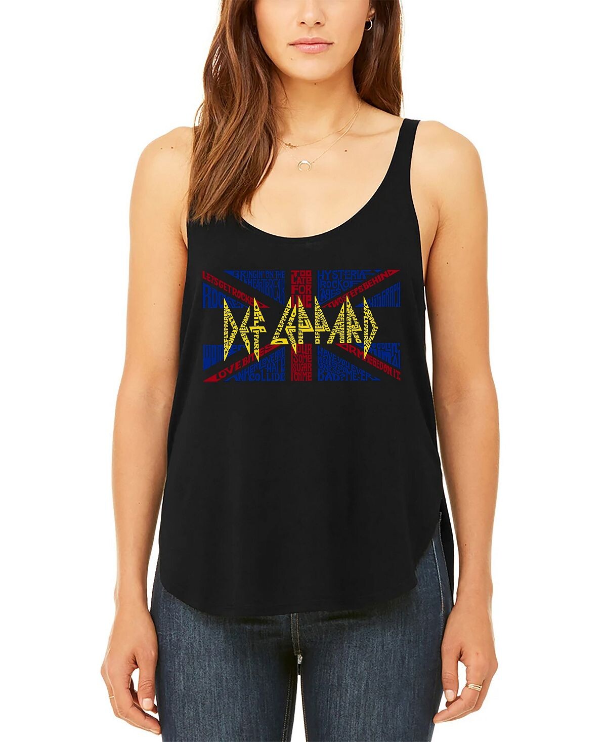 

Женская майка word art flowy - топ def leppard LA Pop Art, черный