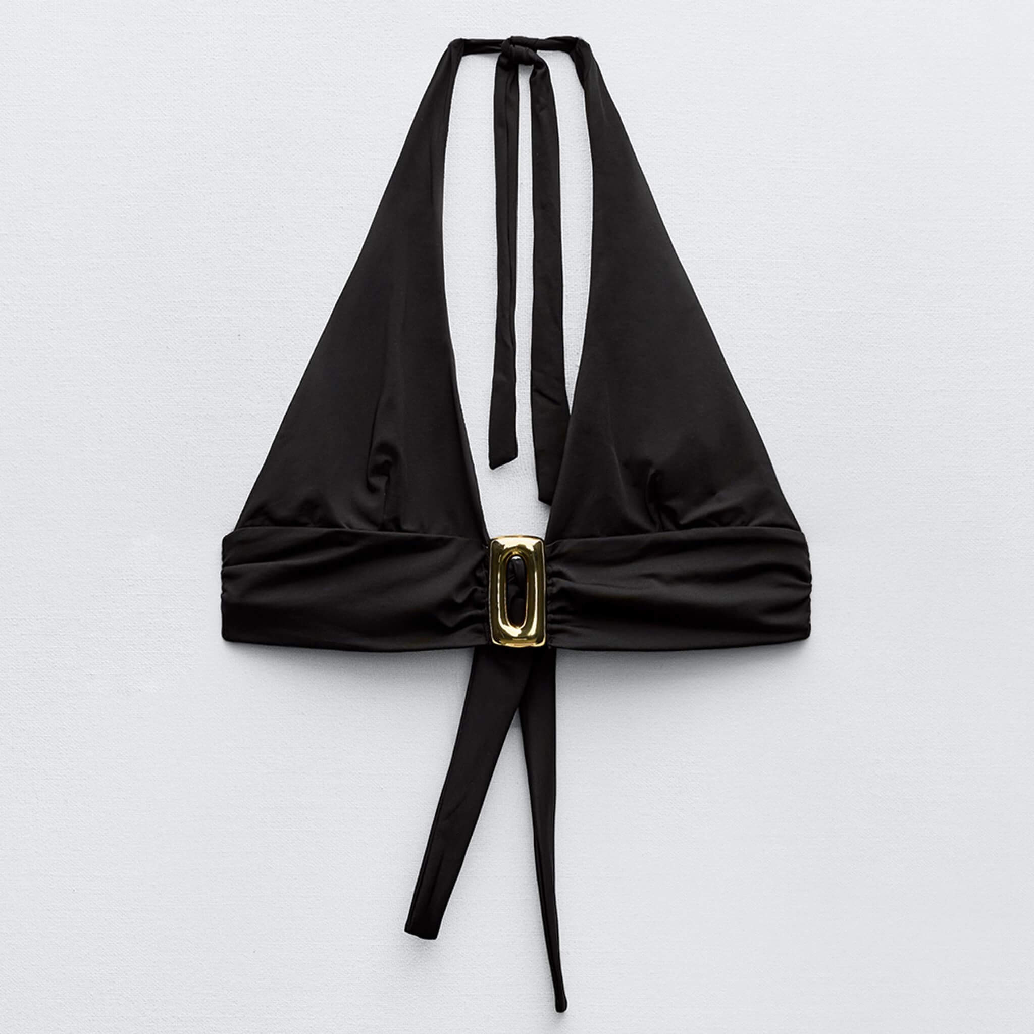 Топ-бикини Zara Triangle Metal Piece, черный