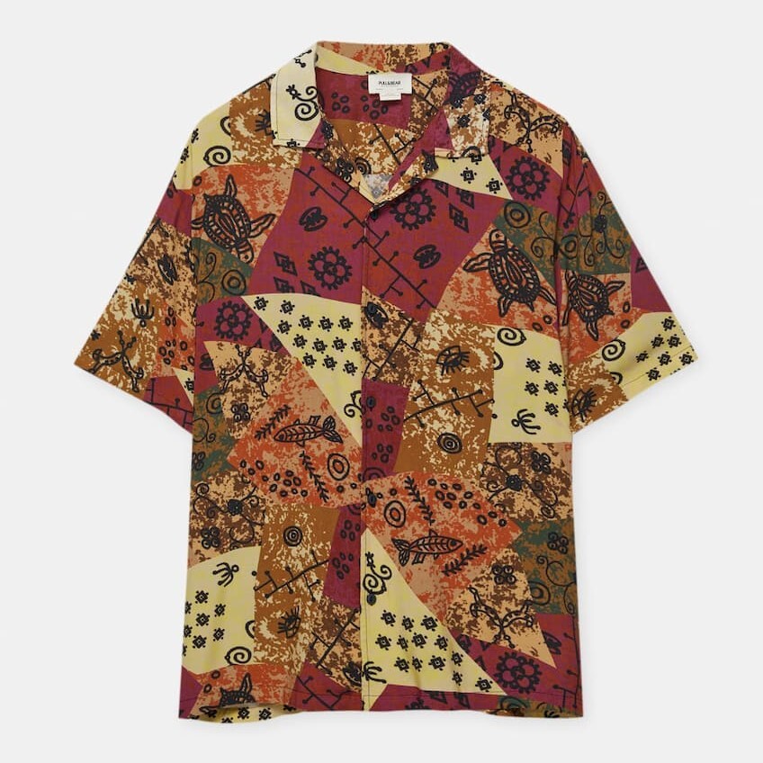 

Рубашка Pull&Bear Print Short Sleeve, мультиколор