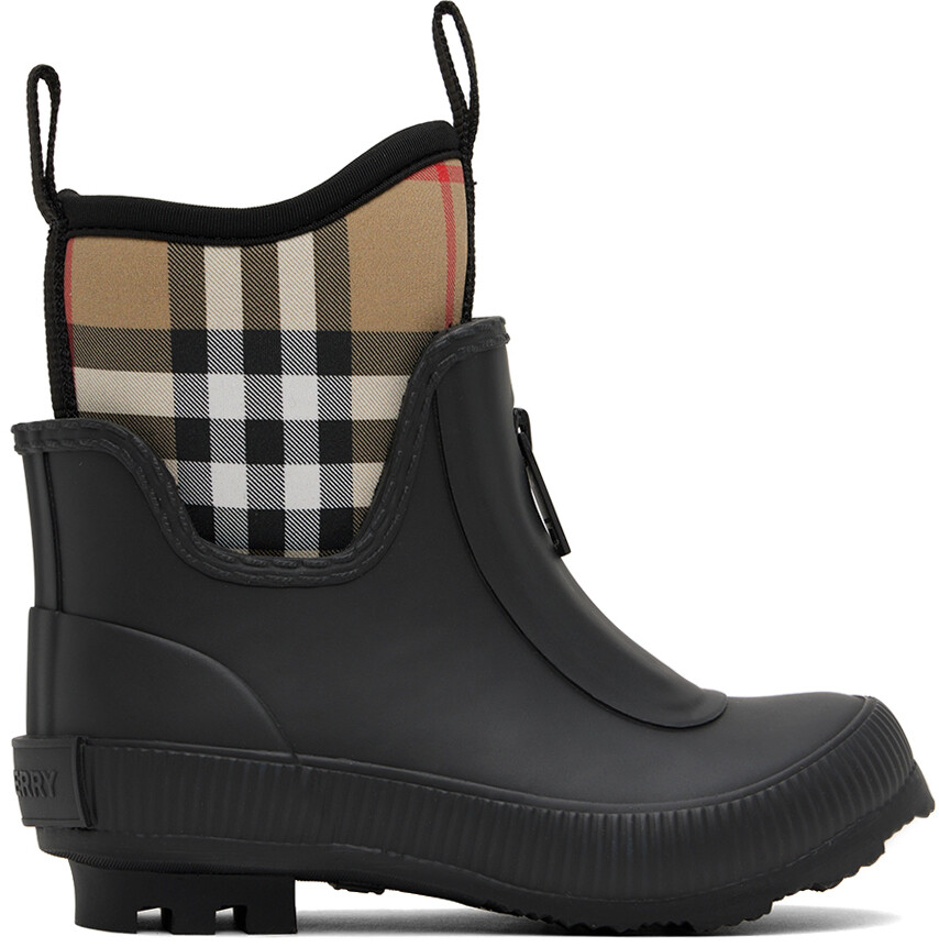 

Детские черные ботинки в винтажную клетку Burberry