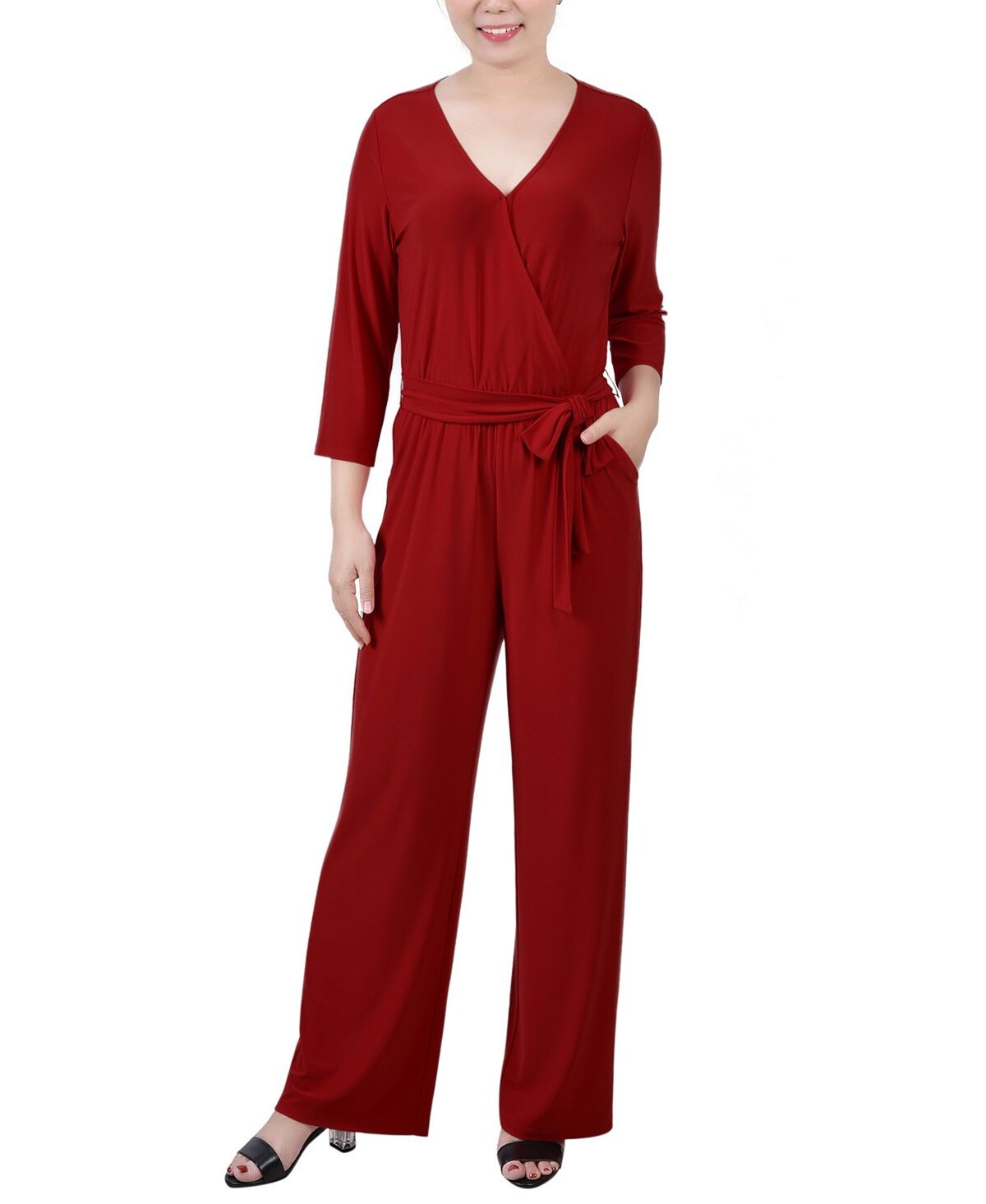 

Женский комбинезон с поясом и рукавами 3/4 NY Collection