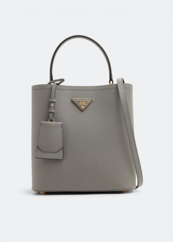

Сумка PRADA Panier medium leather bag, серый
